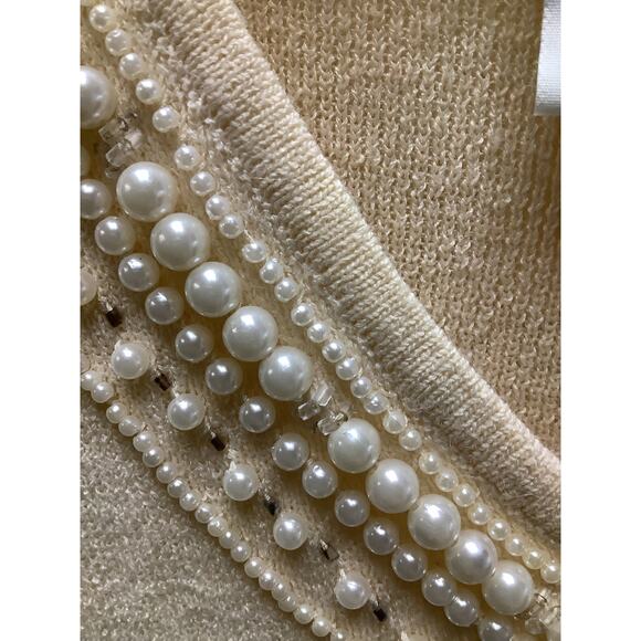 Sag harbor yellow pearl beads sweater XL - Picture 4 of 4